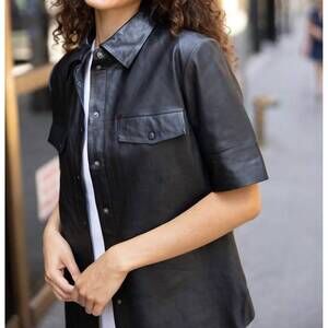 NEW MAURITIUS lotta leather shirt jacket in black